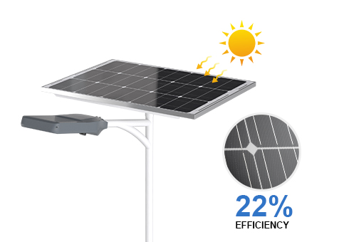 Монокристаллические солнечные панели с высокой эффективностью преобразования 18%-20%, которые также можно заряжать в условиях низкой освещенности, умной зарядкой днем и умным освещением ночью.