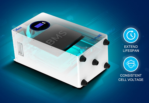 Использует интеллектуальную BMS с технологией активной балансировки для повышения производительности батареи, продления срока службы и обеспечения постоянного напряжения элементов.